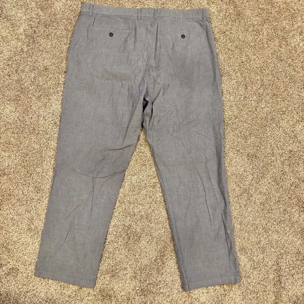 Calvin Klein Men's Blue Linen Straight Chino Pants 40